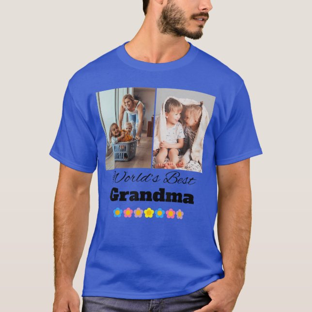 Camiseta Custom Worlds Best Grandma Photo Personalize with  (Frente)