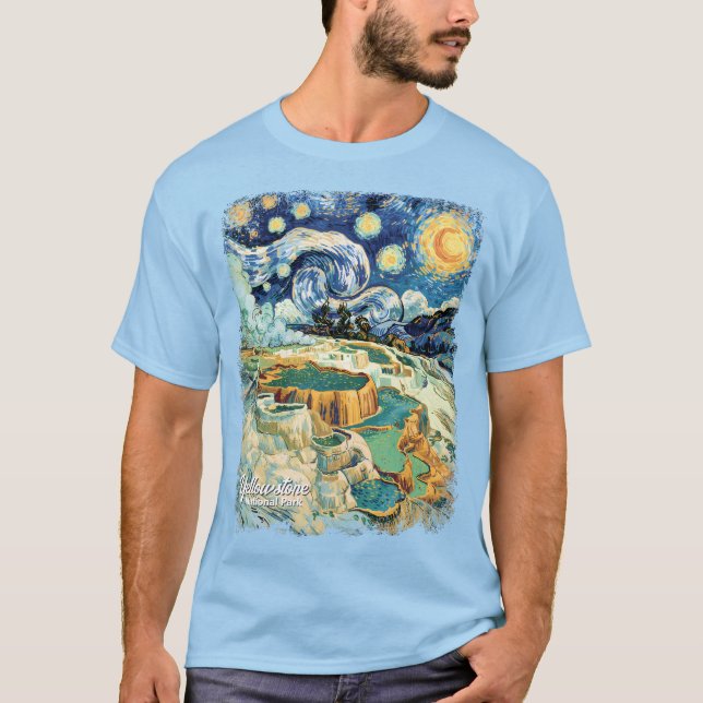Camiseta Custom Yellowstone Mammoth Hot Springs Van Gogh (Frente)