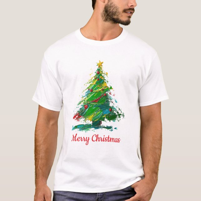 Camiseta Customisable Xmas Tree Oil Painting Art Style (Frente)