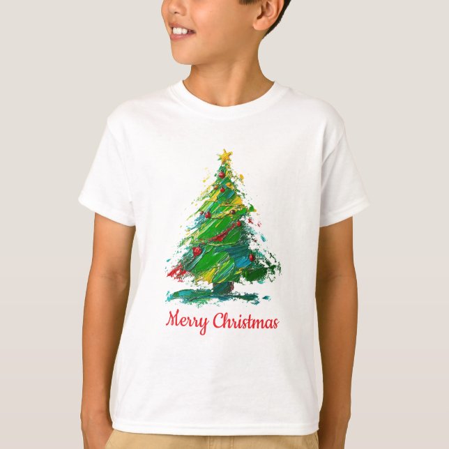 Camiseta Customisable Xmas Tree Oil Painting Style Child (Frente)