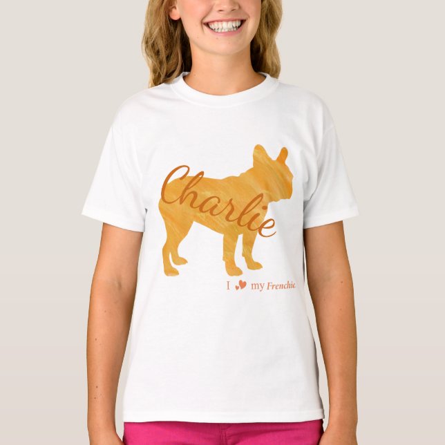 Camiseta Customizable French Bulldog Pastel Orange Frenchie (Frente)