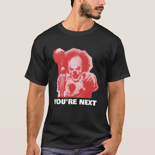 CAMISETA CUSTOMIZABLE SCARY CLOWN WITH BALLOON ADD PHRASE (Frente)