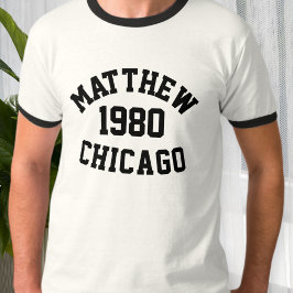 Camiseta Customizable T-Shirt with Name, Birthdate, and Cit