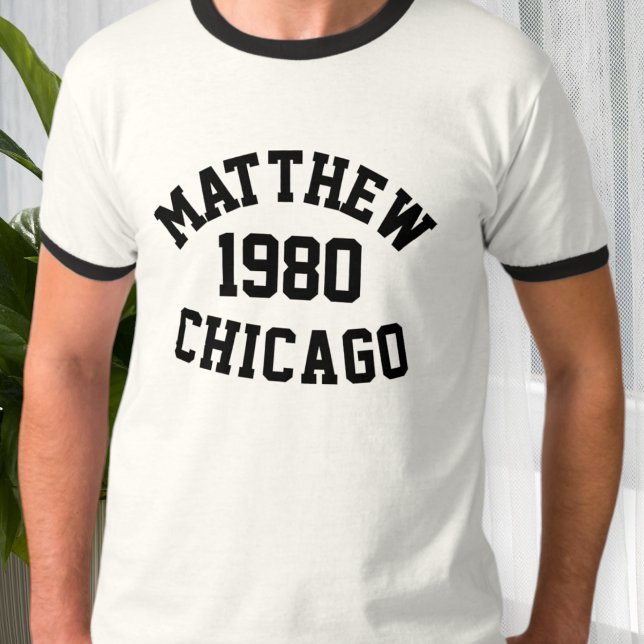 Camiseta Customizable T-Shirt with Name, Birthdate, and Cit (Criador carregado)