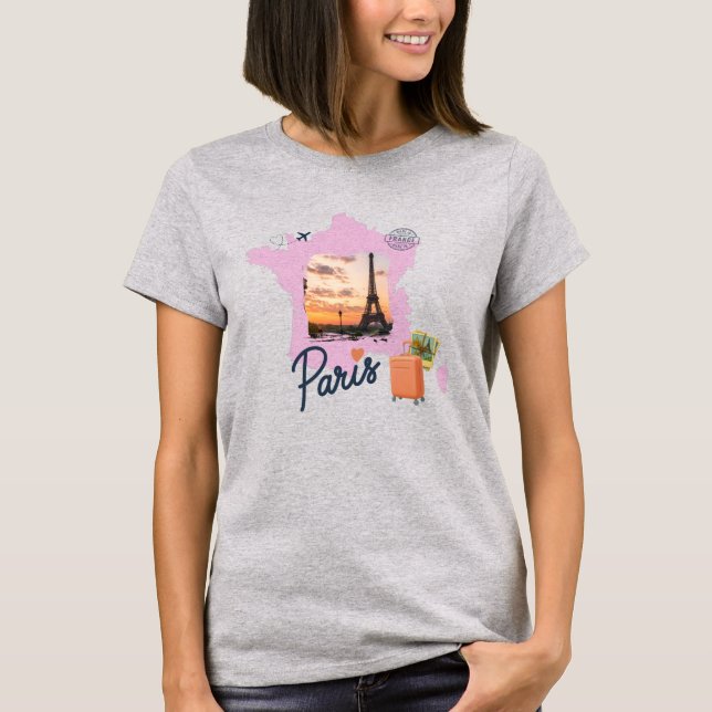 Camiseta Customizable Travel Themed Paris Shirt (Frente)
