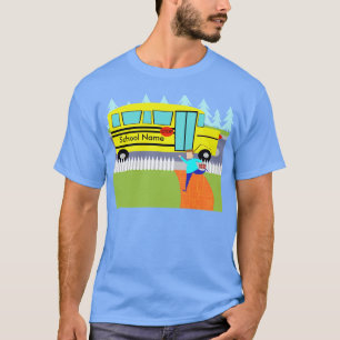 Camiseta Customizável travando o t-shirt do auto escolar