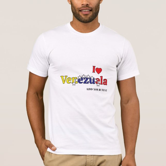 Camiseta customize men's Venezuelan t-shirt love flag cool (Frente)