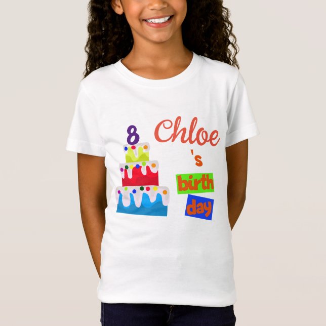 Camiseta Customized birthday candle and name birthday cake (Frente)