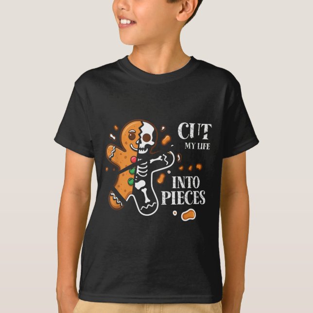 Camiseta Cut My Life Into Eces Gingerbread Christmas Elder  (Frente)