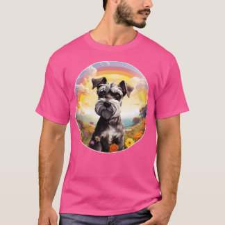 Camiseta Cut Schnauzer Rainbow Bridge Puppy Dog Painting