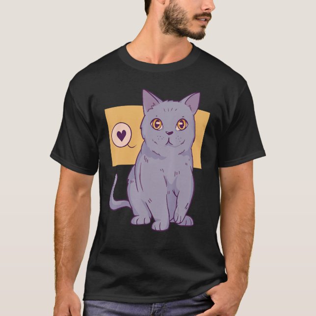 Camiseta Cuta Animal Proprietário de Gatos de Bairro Britân (Frente)