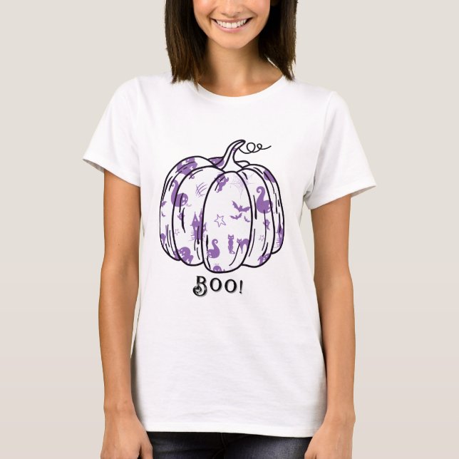 Camiseta Cuta e Roxo Púrpura Jack-O’-Lanterna (Frente)