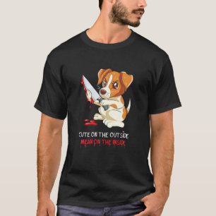 Camiseta Cuta Na Média Exterior Do Cachorro Dentro Jack Ru