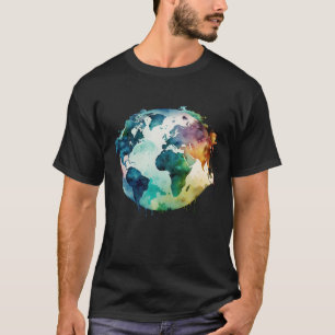 Camiseta Cuta s de sublimação da aquarela do mundo do mapa