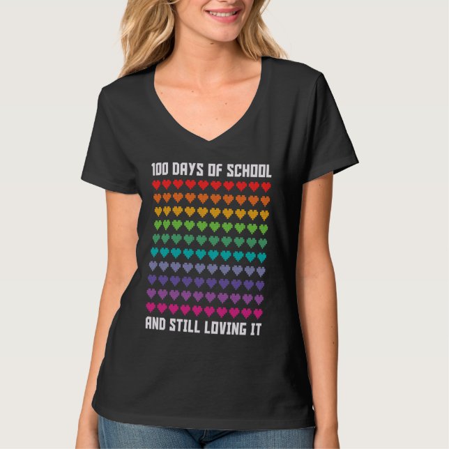 Camiseta Cute 100 Days of school and still loving it Hearts (Frente)