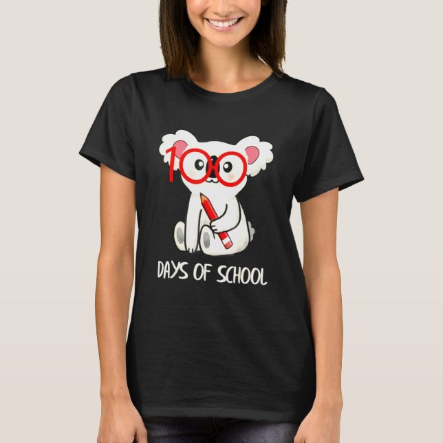 Camiseta Cute 100 Days Of School Koala Animal Student Teach (Frente)