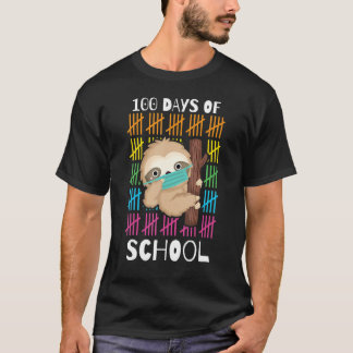 Camiseta Cute 100 Days Of School Sloth Face Mask Virtual Te