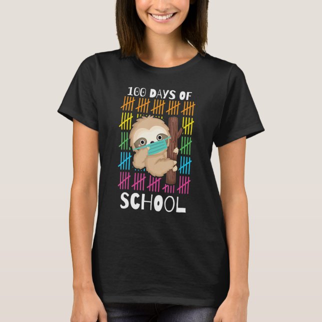 Camiseta Cute 100 Days Of School Sloth Face Mask Virtual Te (Frente)