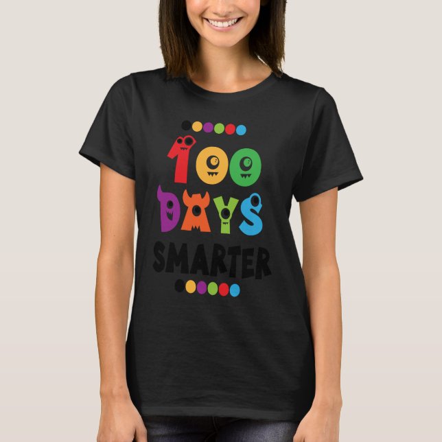 Camiseta Cute 100 Days Smarter Fun School Monster Boys Girl (Frente)