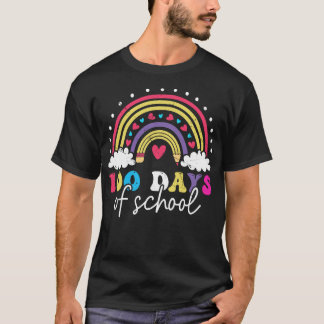 Camiseta Cute 100 Dias de Escola Arco-Íris Colorido Criança