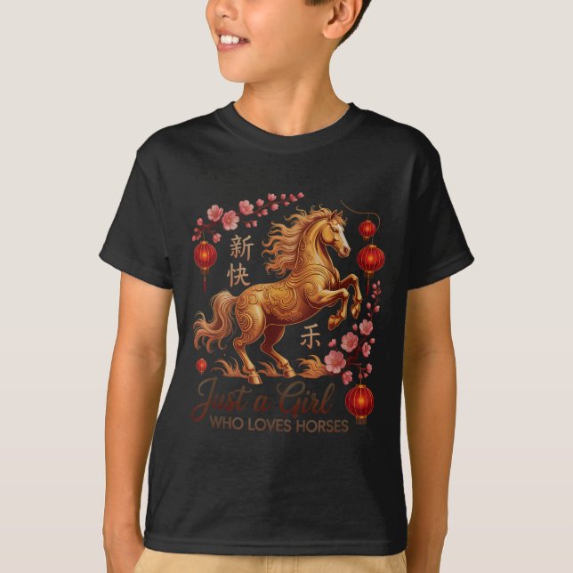 Camiseta Cute 2026 Just Girl Who Loves Horses Zodiac Life F (Frente)