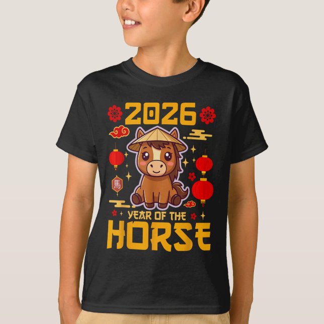 Camiseta Cute 2026 Year Of The Horse Happy Chinese New Year (Frente)