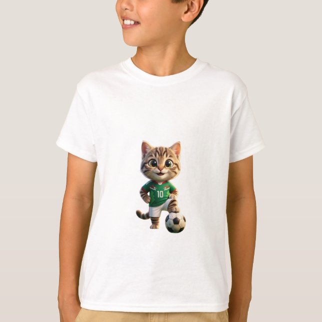 Camiseta Cute 3D Tabby Cat Soccer Player Number 10 (Frente)