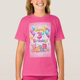 Camiseta Cute 3rd Birthday Girl Balloon Design – Three Year