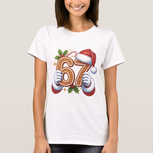 Camiseta Cute 67th Birthday Gingerbread Man Christmas Gift, (Frente)