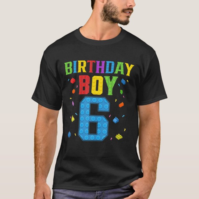 Camiseta Cute 6Th Birthday Gift 6 Years Old Block Building (Frente)