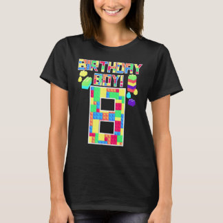 Camiseta Cute 8th Birthday 8 Years Old Block Building Boys