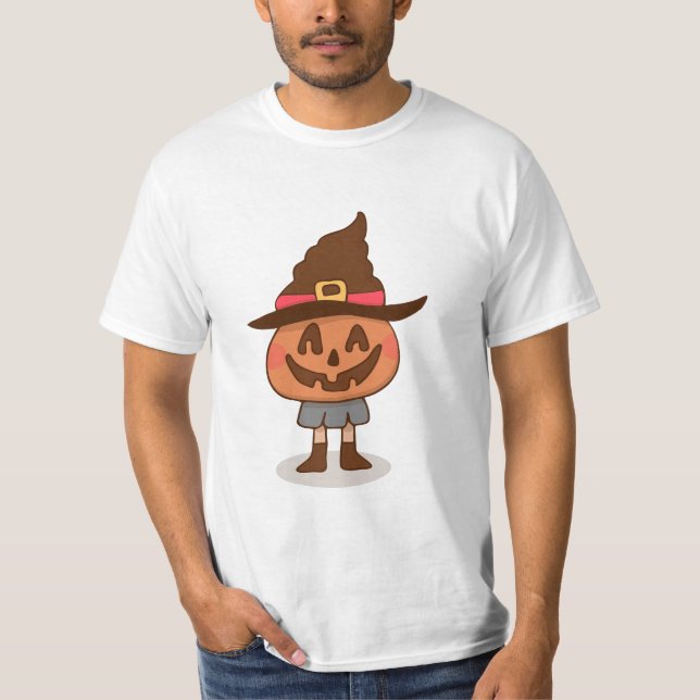 Camiseta Cute Abóbora Marrom de Halloween  (Frente)