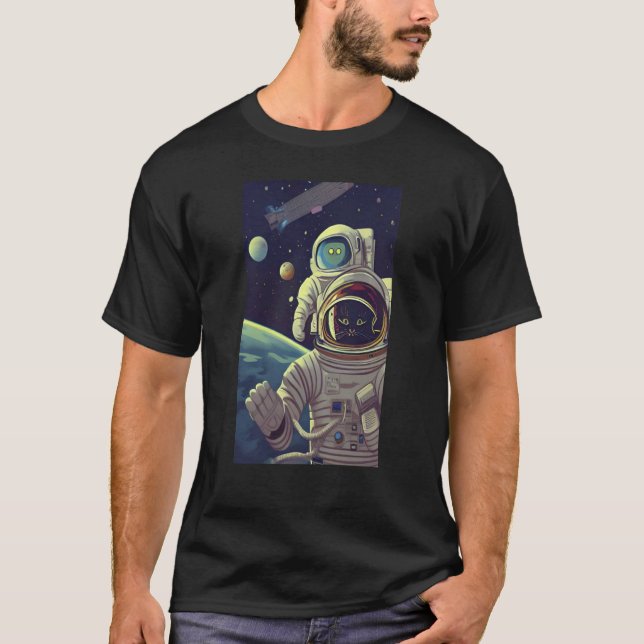 Camiseta Cute Abstract Cats in Space (Frente)