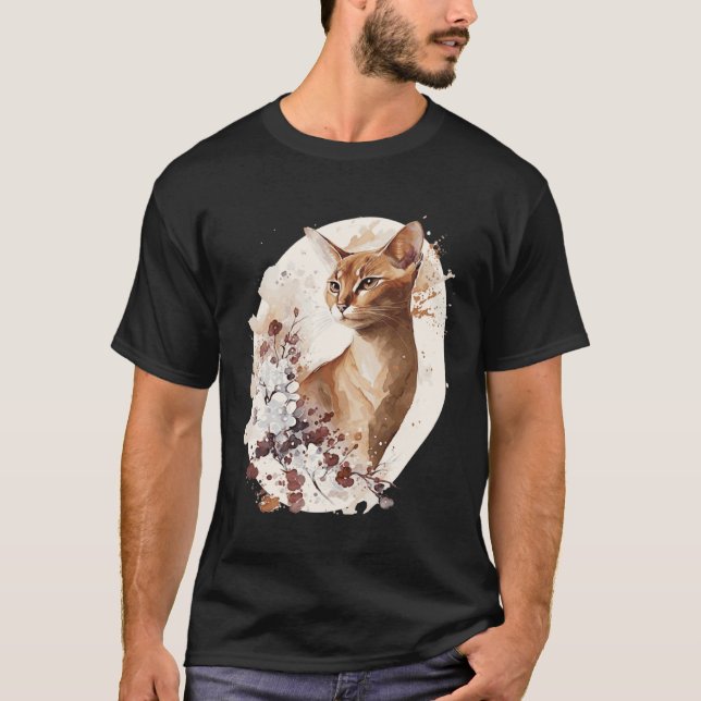 Camiseta Cute Abyssinian Cat Japanese Cherry Blossom Sakura (Frente)