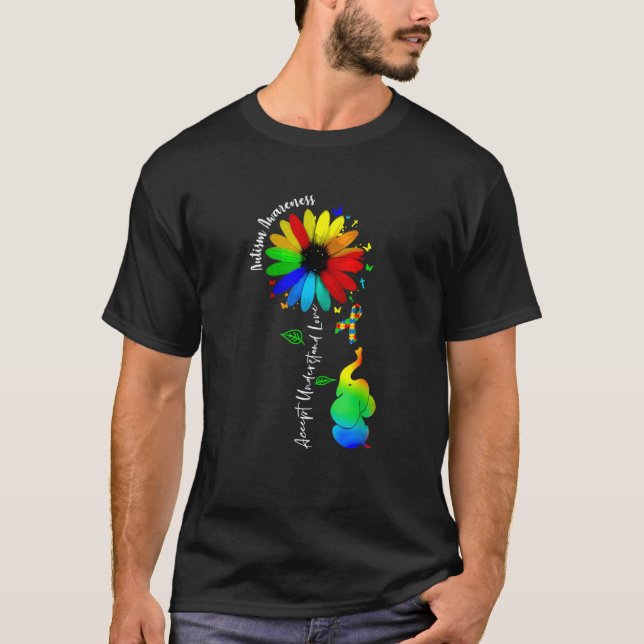 Camiseta Cute Accept Understand Love Autism Awareness Sunfl (Frente)