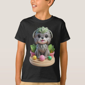 Camiseta Cute Affenpinscher Succulent | 3D Grey Monkey Dog