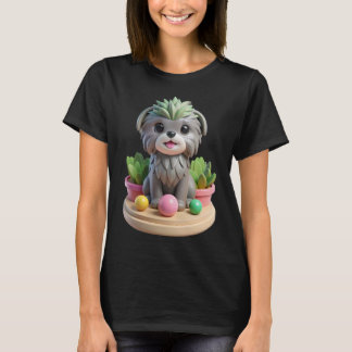 Camiseta Cute Affenpinscher Succulent | 3D Grey Monkey Dog