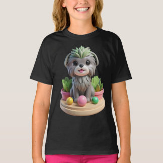 Camiseta Cute Affenpinscher Succulent | 3D Grey Monkey Dog
