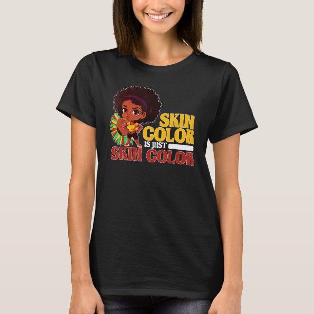 Camiseta Cute Afro Girl Chibi Positive Black Pride Skin Col (Frente)