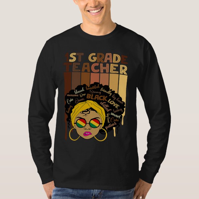 Camiseta Cute Afro Smart women Black History Month 1st Grad (Frente)