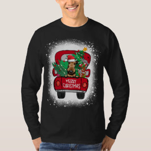 Camiseta Cute Airedale Terrier Red Truck Feliz Natal Bl