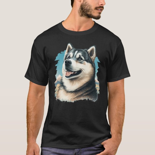 Camiseta Cute Alaskan Malamute Dog on Alaskan Malamute  2 (Frente)