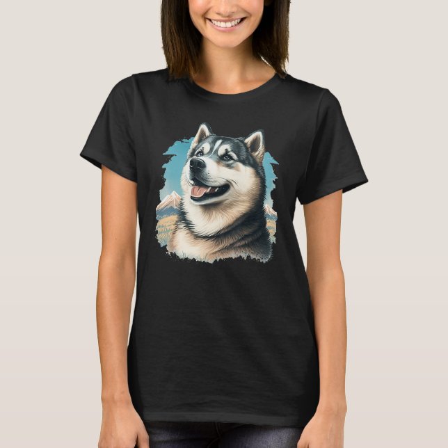 Camiseta Cute Alaskan Malamute Dog on Alaskan Malamute  2 (Frente)
