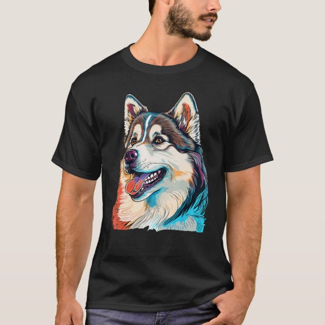 Camiseta Cute Alaskan Malamute Dog on Alaskan Malamute  3 (Frente)