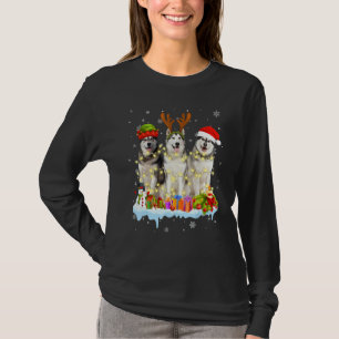 Camiseta Cute Alaskan Malamute Santa Hat Light Xm