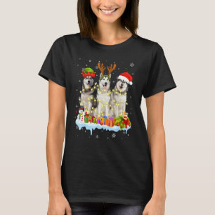 Camiseta Cute Alaskan Malamute Santa Hat Light Xm