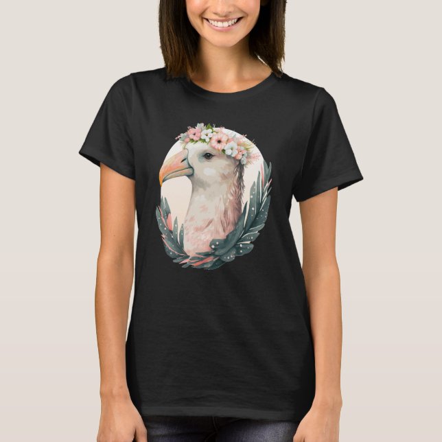 Camiseta Cute Albatross Bird Flower Crown Floral Tropical B (Frente)