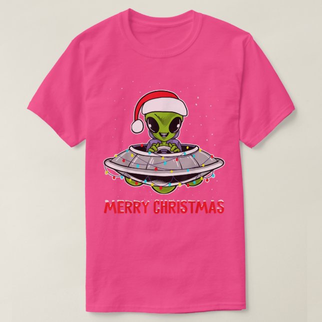 Camiseta Cute Alien Christmas Tree Lights Xmas Holidays  (Frente do Design)