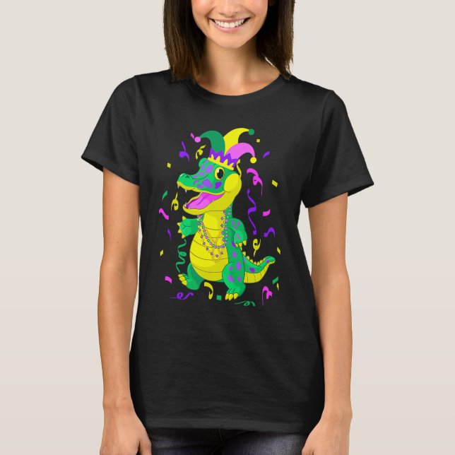 Camiseta Cute Alligator Mardi Gras   Mardi Gras Alligator (Frente)