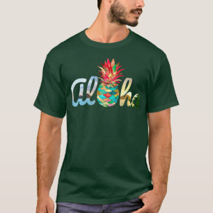 Camiseta Cute Aloha Hawaii Pineapple Sereid Coral Girls Wo